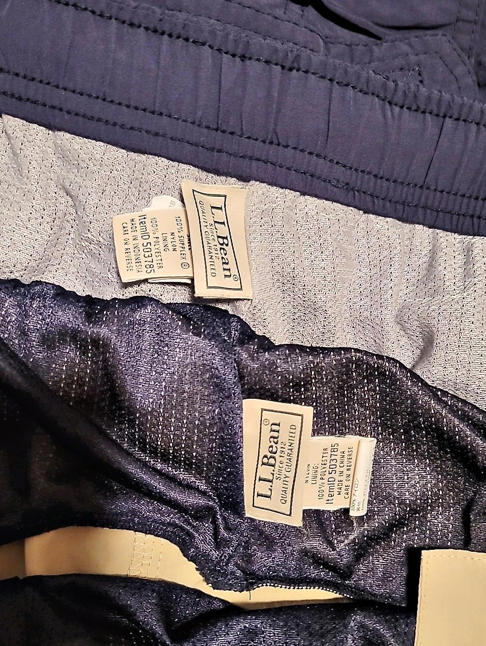 L.L.Bean Men's Classic Supplex Sport Cargo Activewear Swim Shorts Tan & Blue - Picture 9 of 14